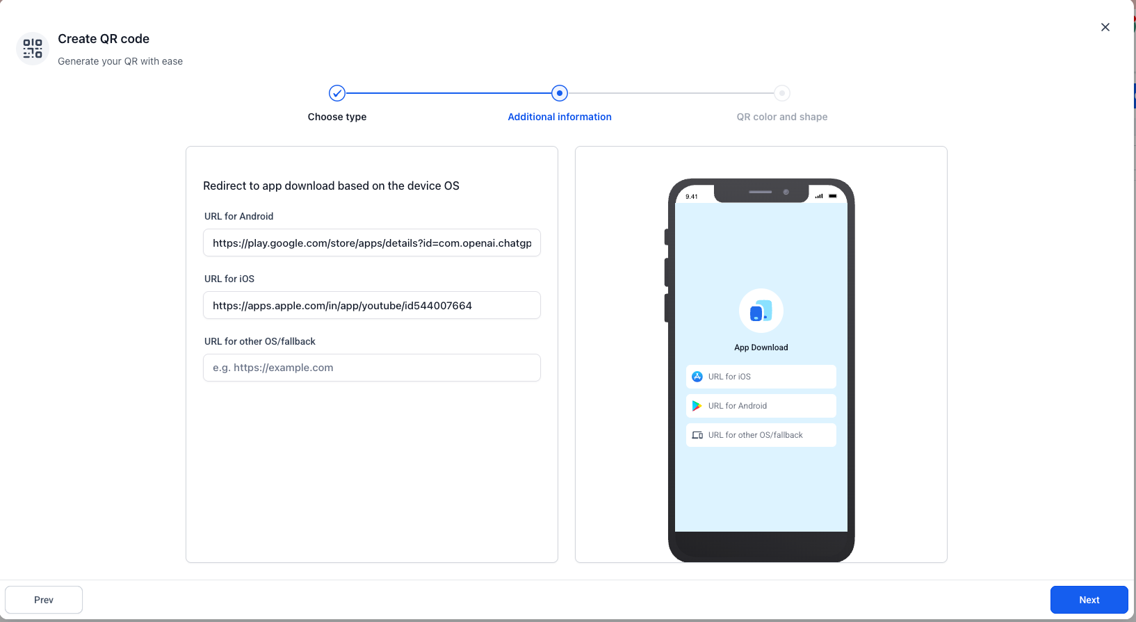 Aperçu 3/3 — Codes QR pour applications : un seul code pour diriger vers le bon magasin