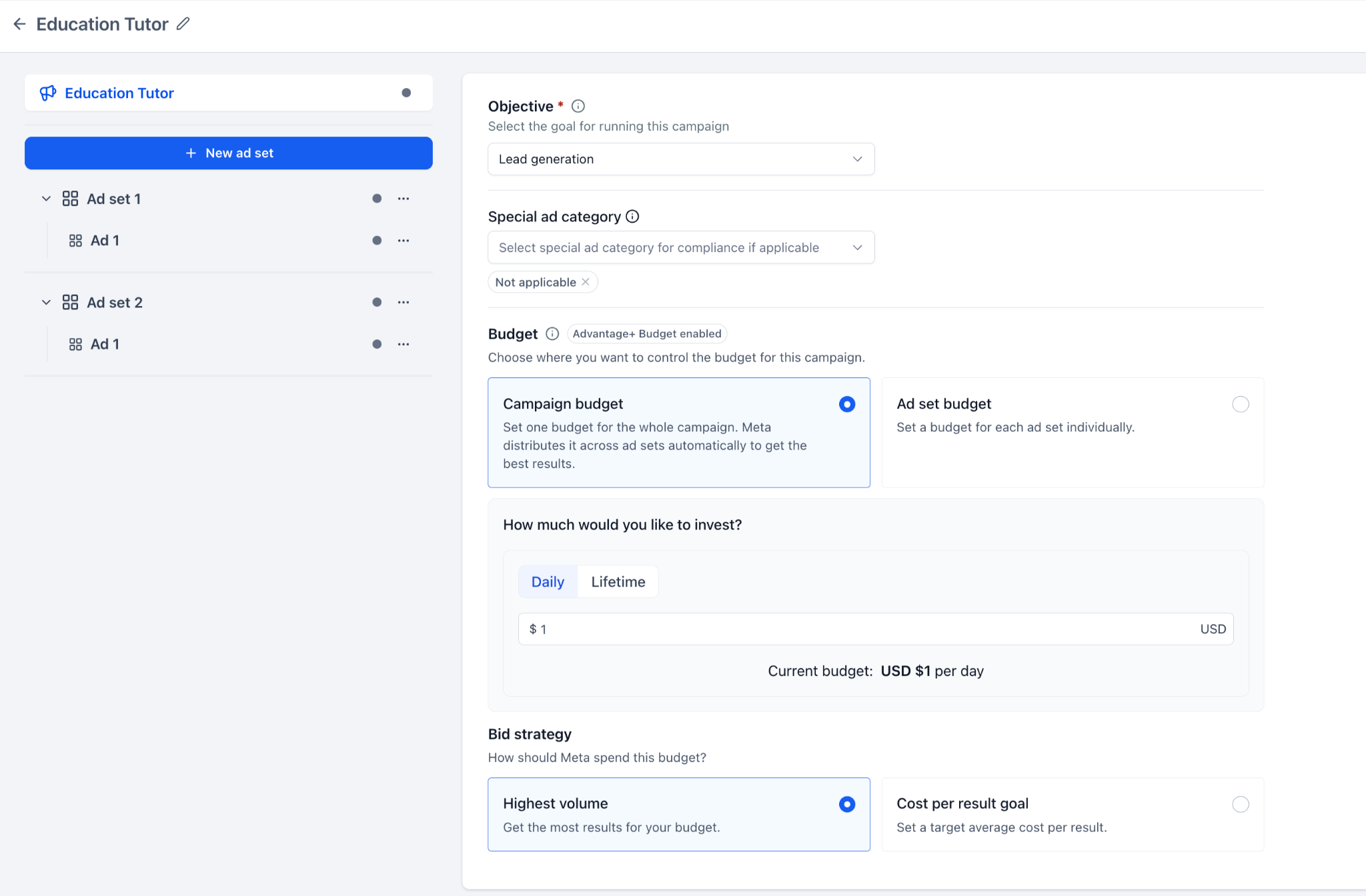 Aperçu 1/4 — Optimisez votre budget Meta directement dans le Gestionnaire de publicités