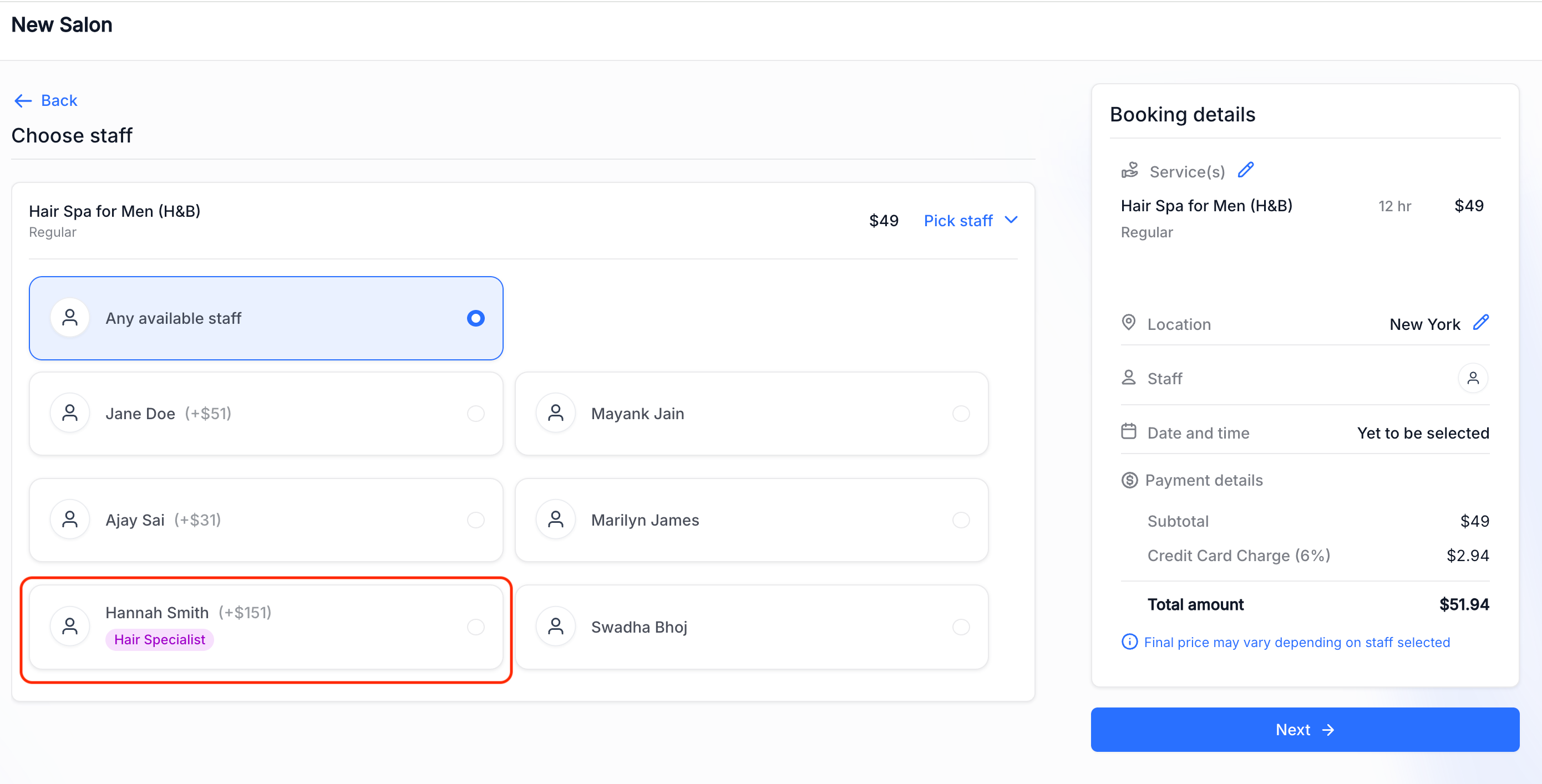 Aperçu 4/4 — Identifiez vos employés avec des badges de rôle dans la réservation