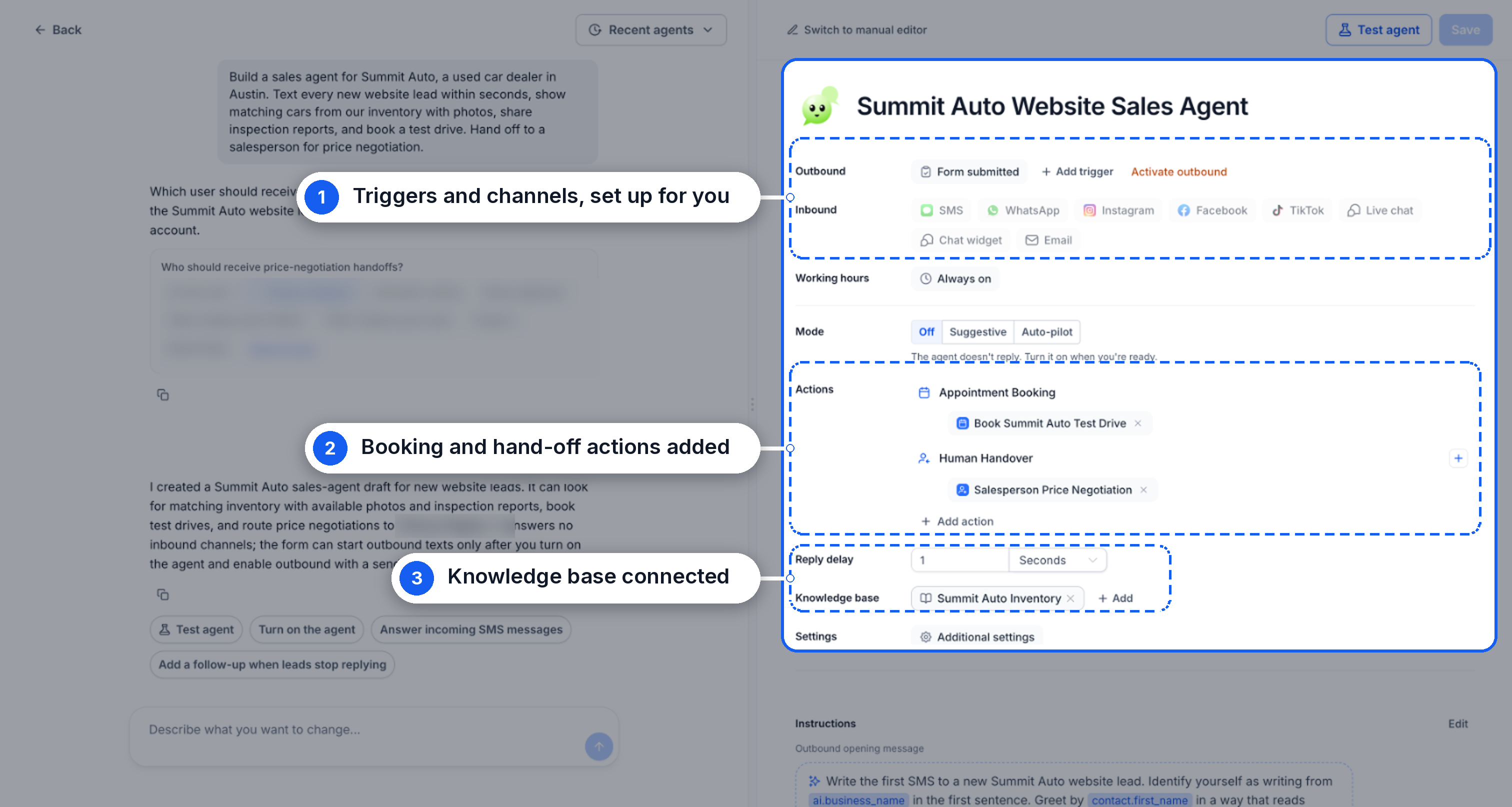 Aperçu 4/10 — Créez un agent IA de conversation simplement en le décrivant