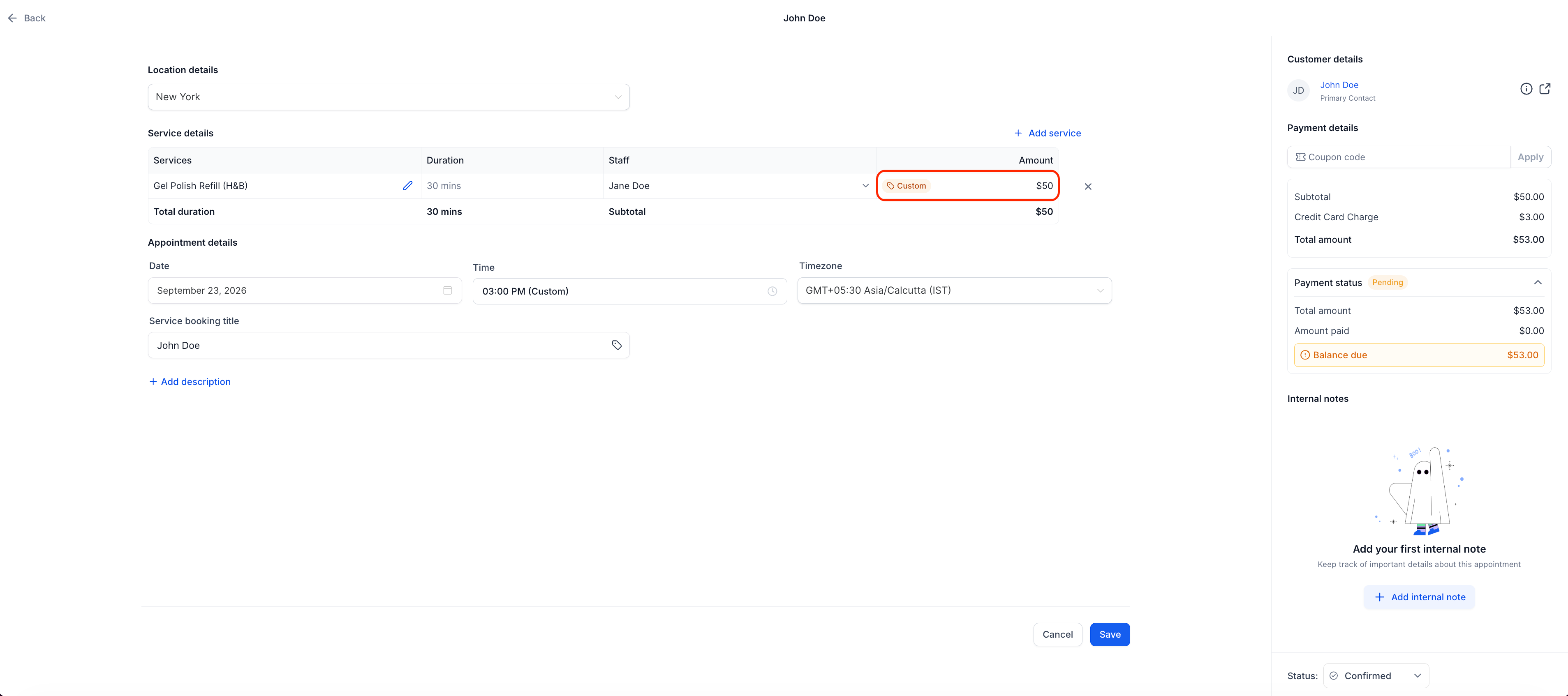 Aperçu 3/3 — Tarification personnalisée pour les rendez-vous de service