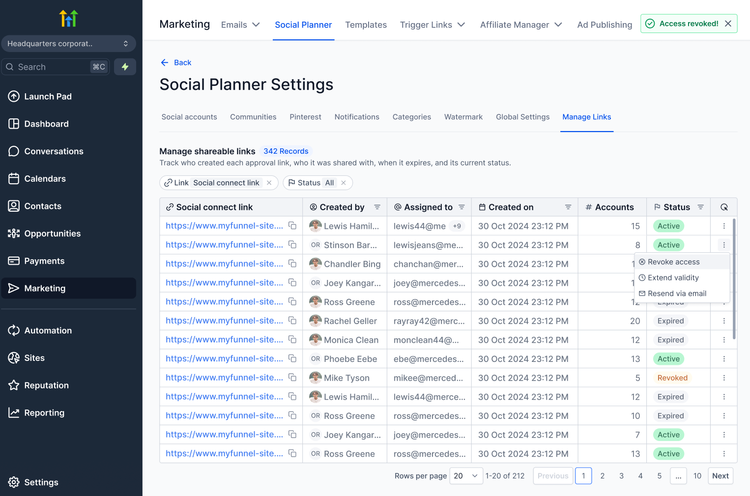 Aperçu 5/5 — Planificateur social : invitez vos clients à connecter leurs comptes