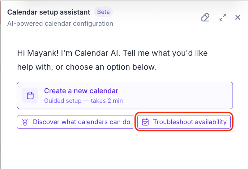 Aperçu 1/2 — Calendar AI vous explique pourquoi un créneau n'est pas disponible