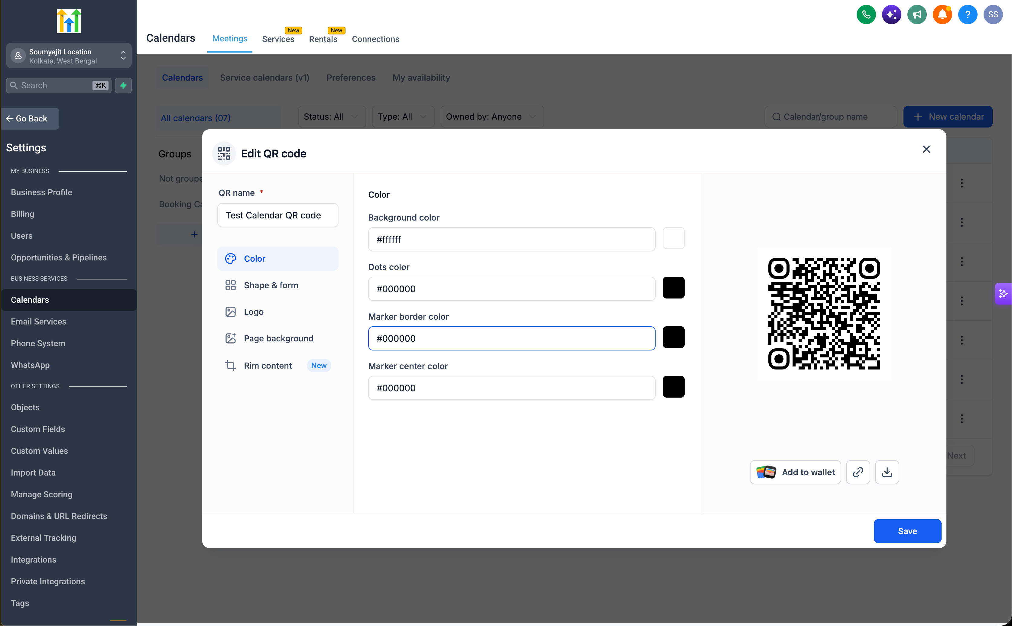Aperçu 9/11 — Codes QR pour les calendriers, services et locations : maintenant accessibles directement