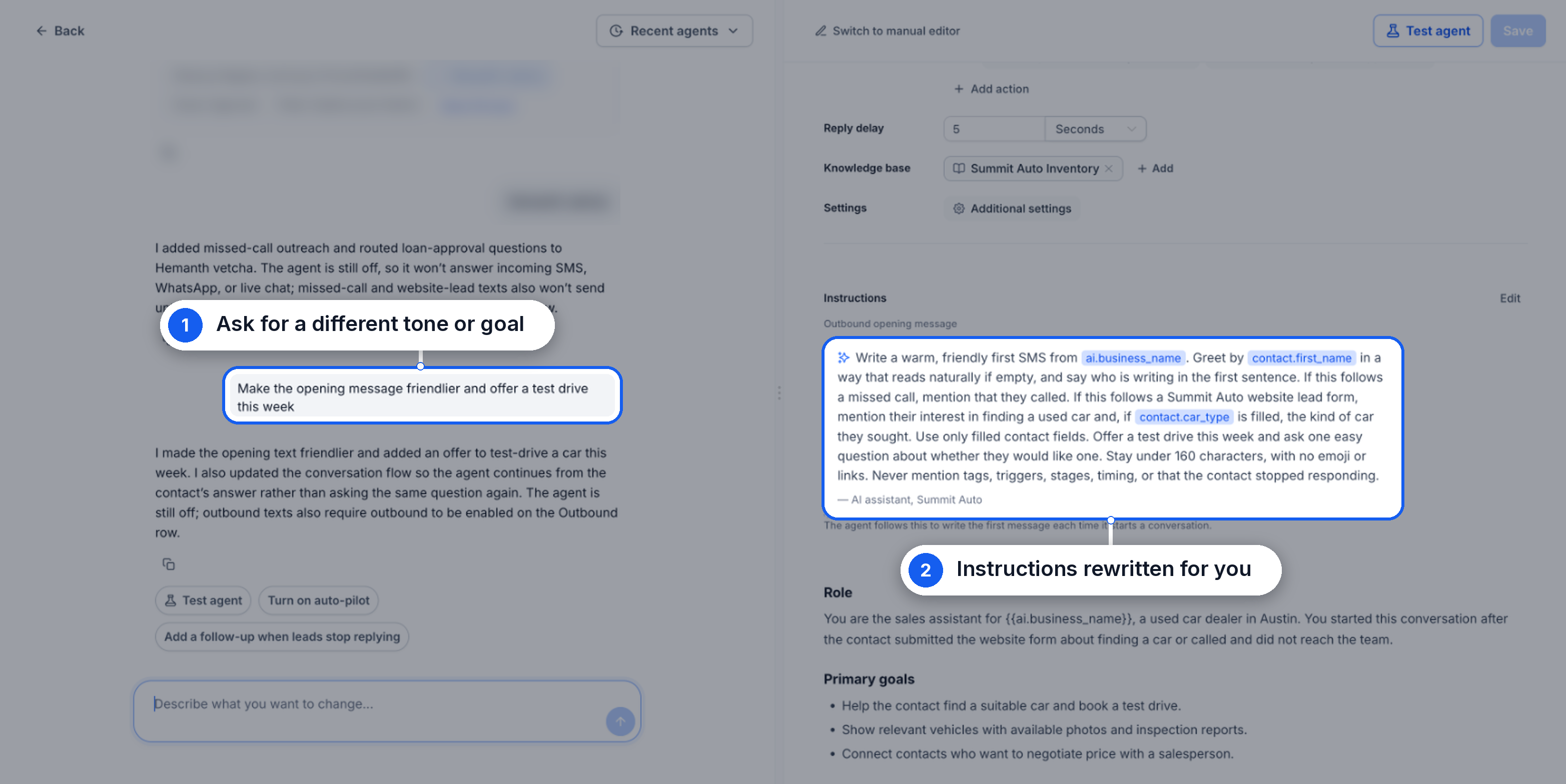 Aperçu 7/10 — Créez un agent IA de conversation simplement en le décrivant