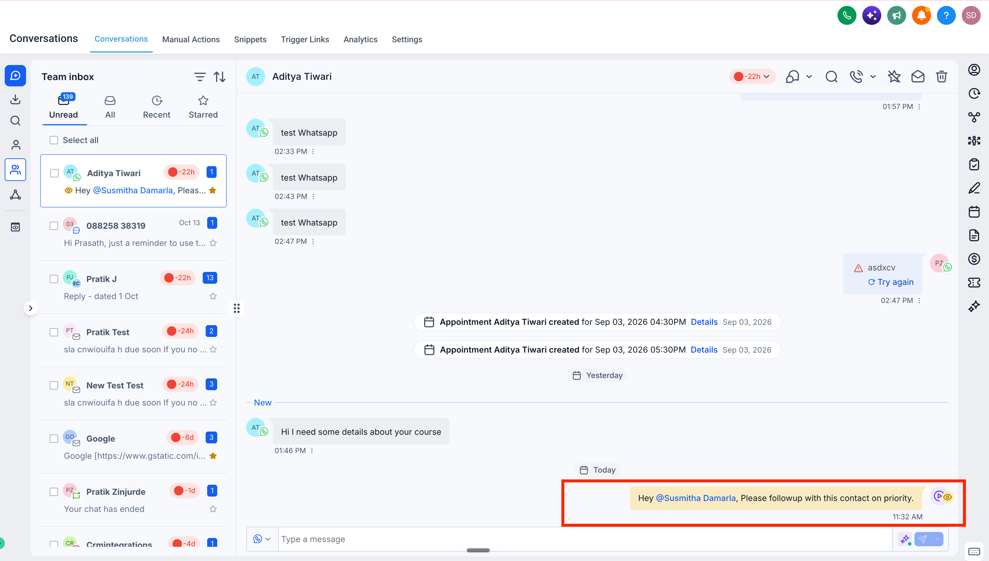 Aperçu 1/2 — Automatisez vos notes internes dans les conversations