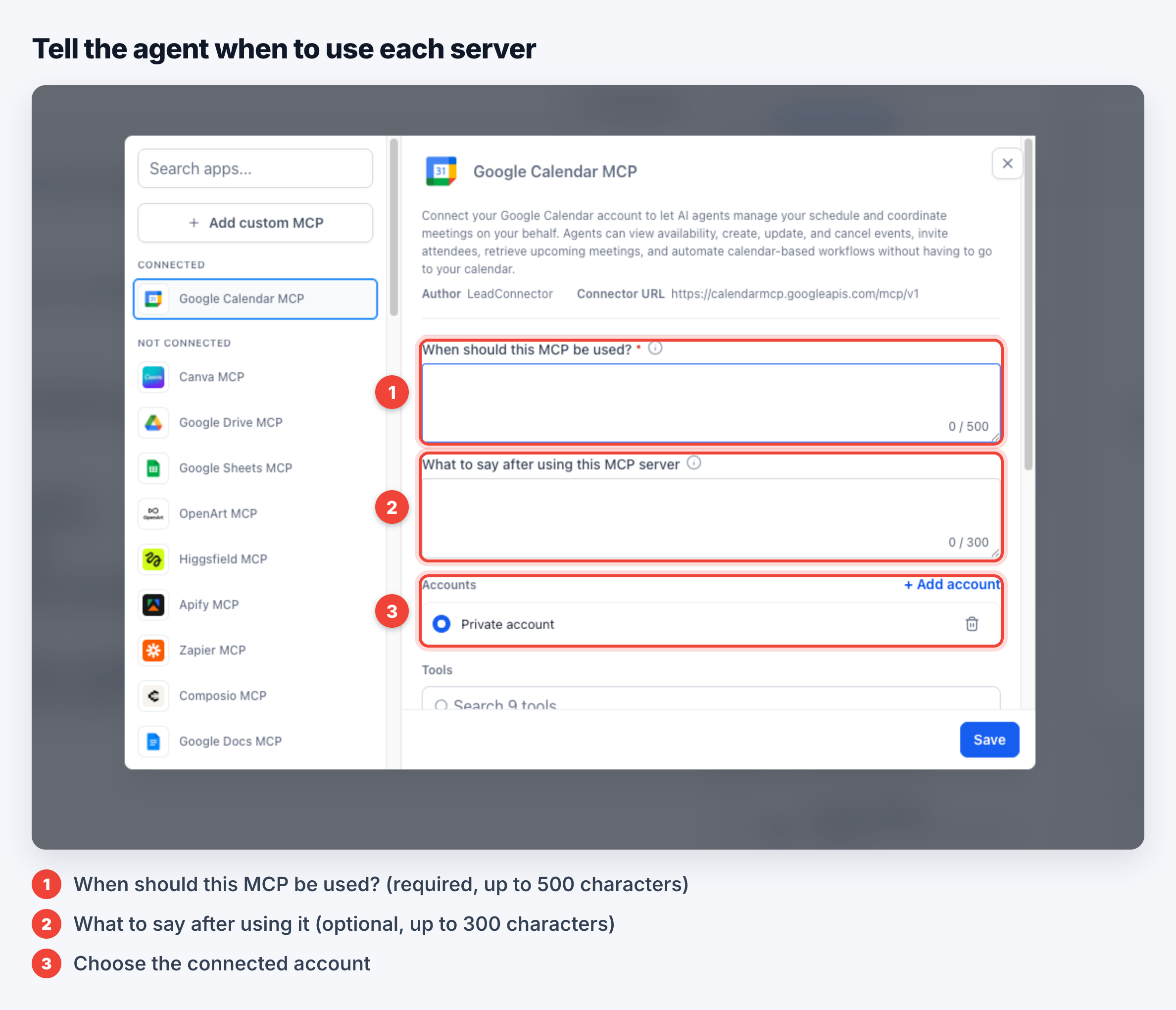 Aperçu 3/4 — Votre agent conversationnel accède maintenant à vos autres applications