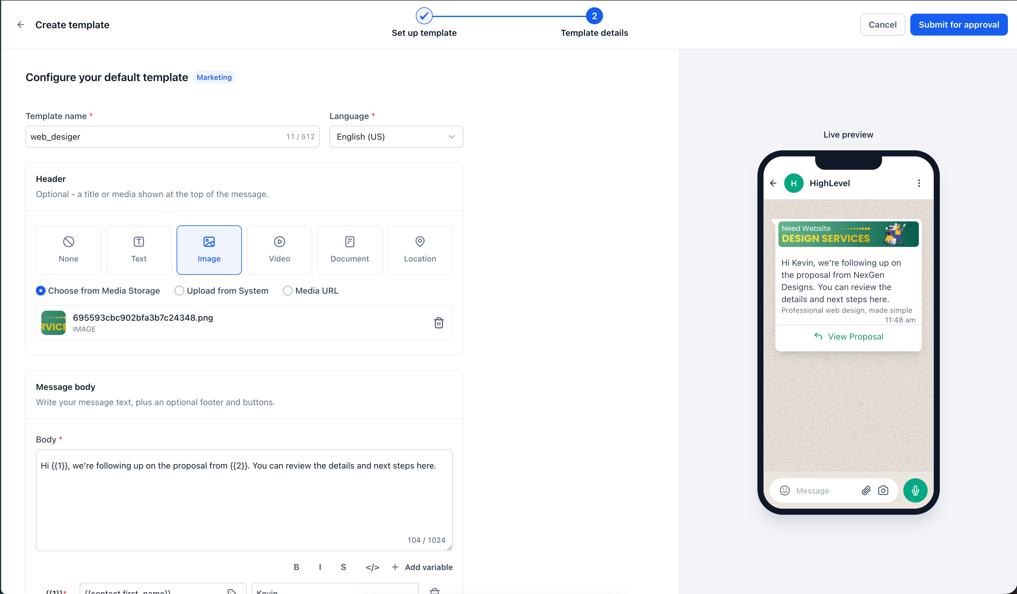 Aperçu 2/3 — Bibliothèque de modèles WhatsApp : 52 messages prêts à l'emploi