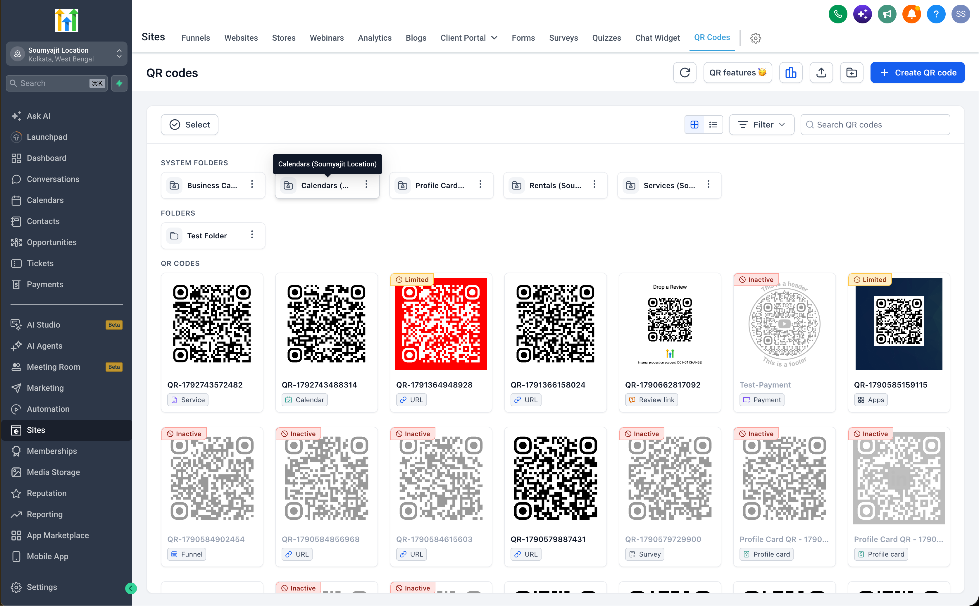 Aperçu 10/11 — Codes QR pour les calendriers, services et locations : maintenant accessibles directement
