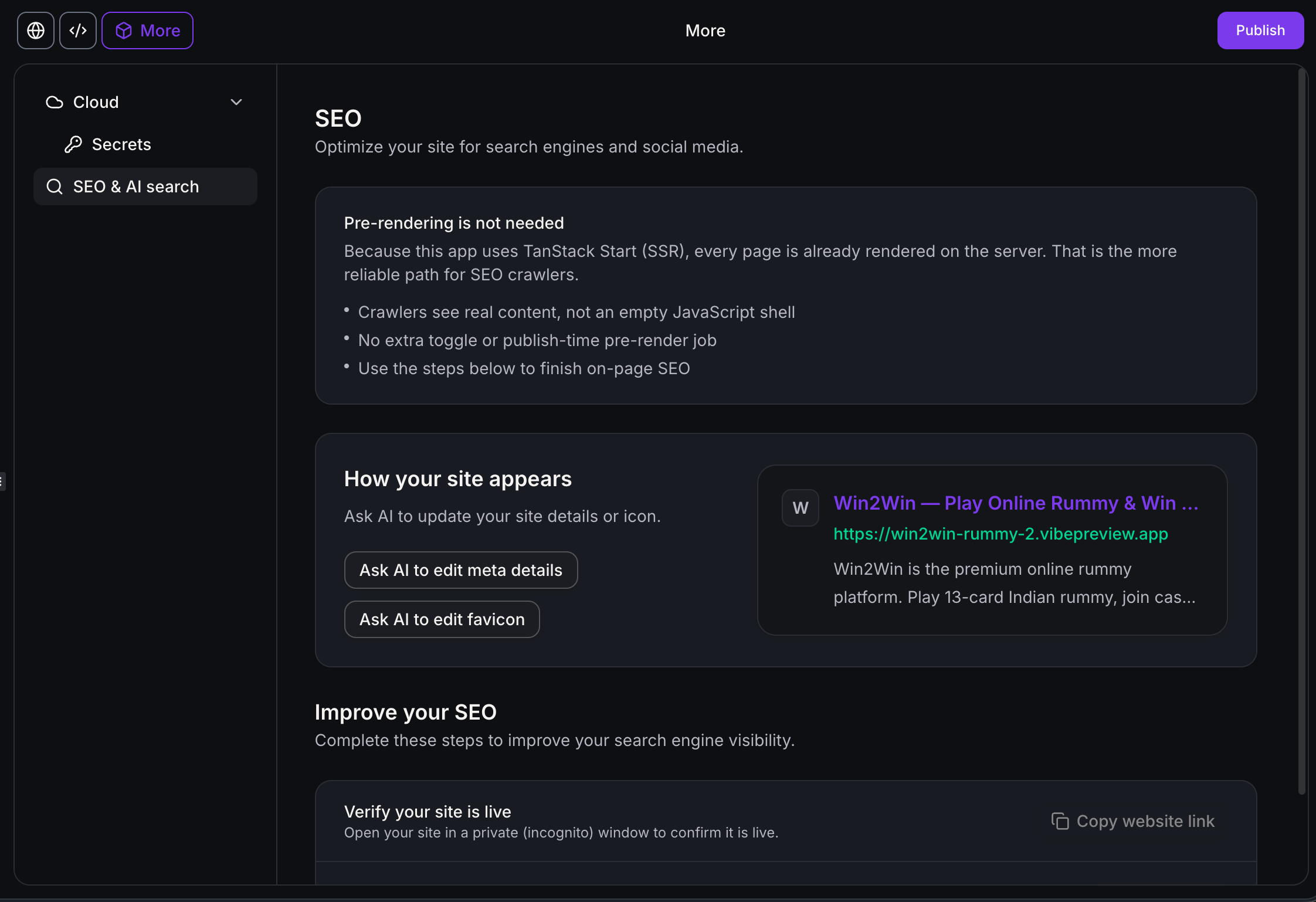 Aperçu 2/5 — AI Studio : applications web complètes avec serveur, fonctions backend et clés sécurisées