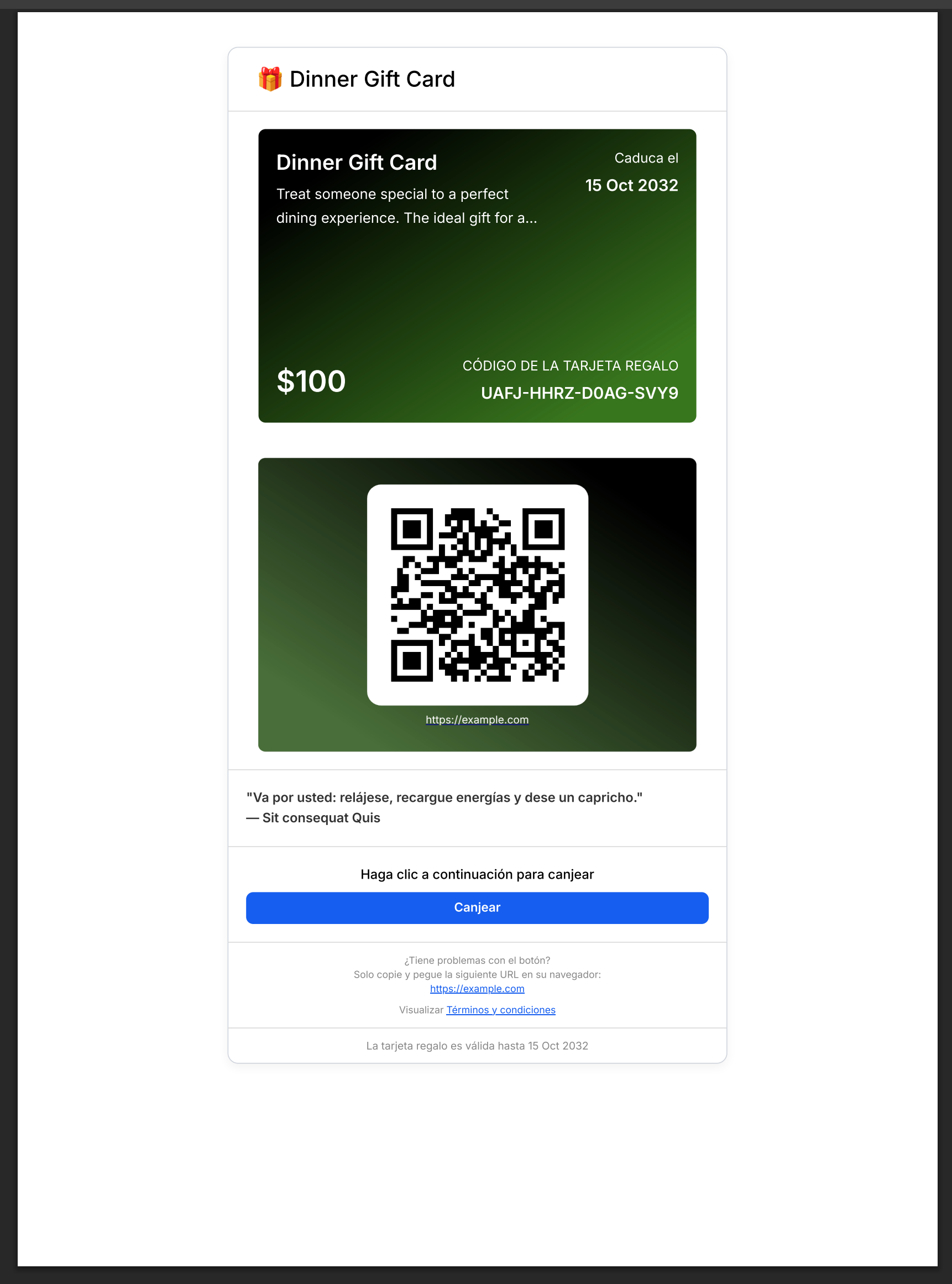 Aperçu 3/4 — Les messages de cartes-cadeaux s'adaptent à la langue de vos clients