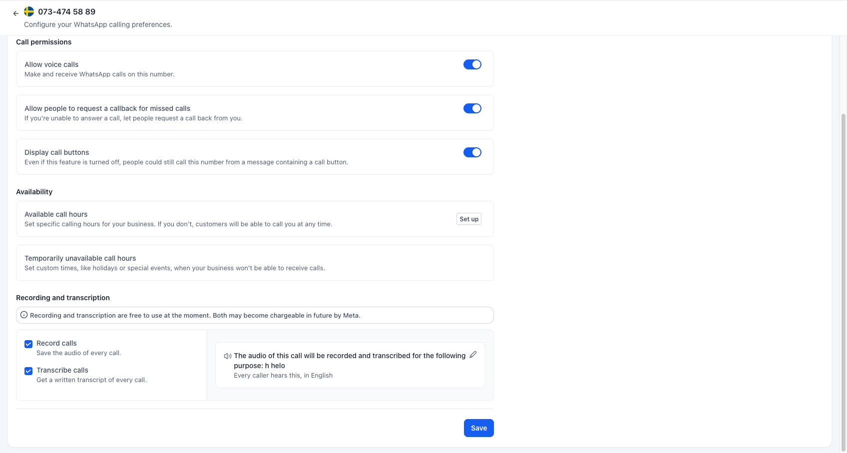 Aperçu 2/5 — Enregistrement et transcription des appels WhatsApp