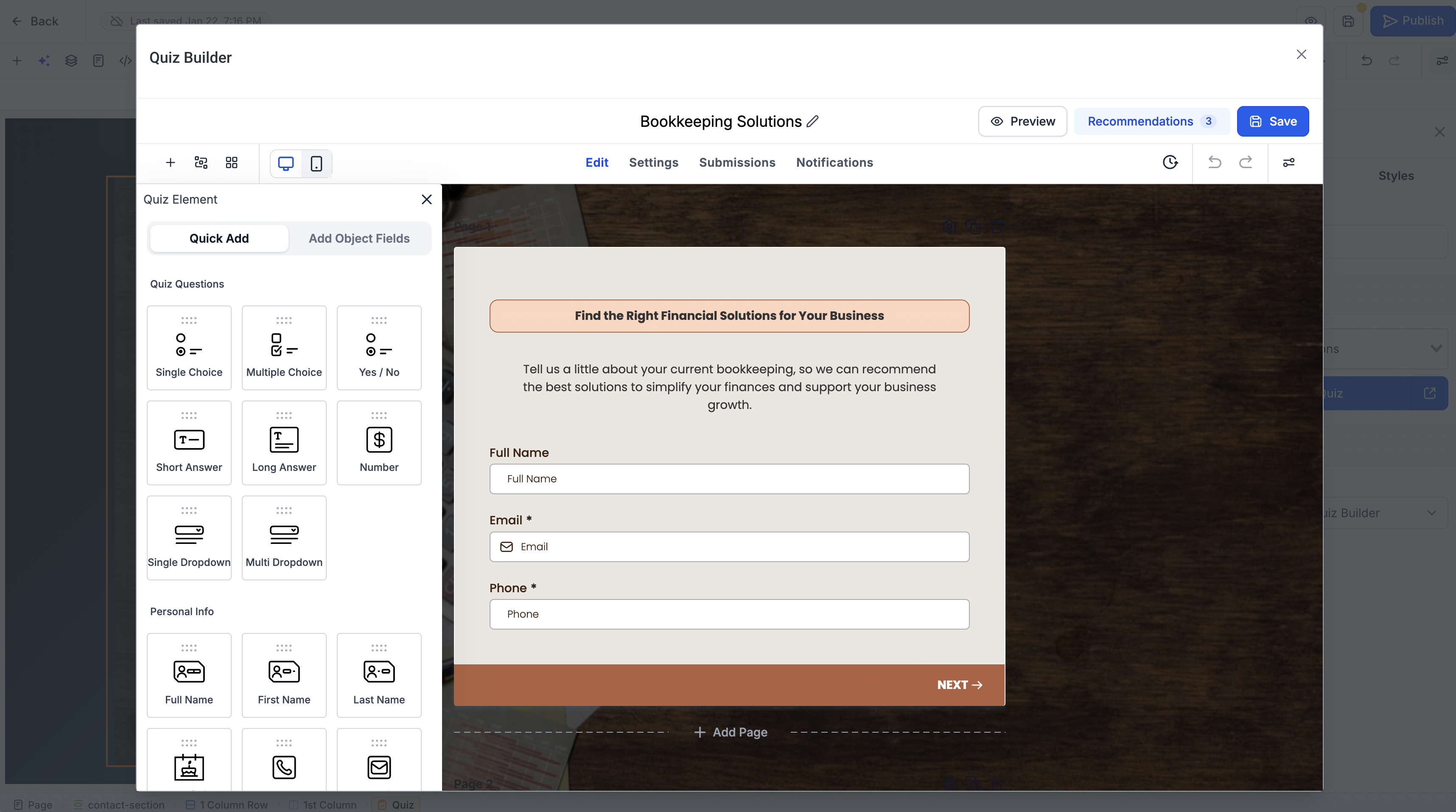Aperçu 4/5 — Intégrez des questionnaires directement dans vos entonnoirs et sites web