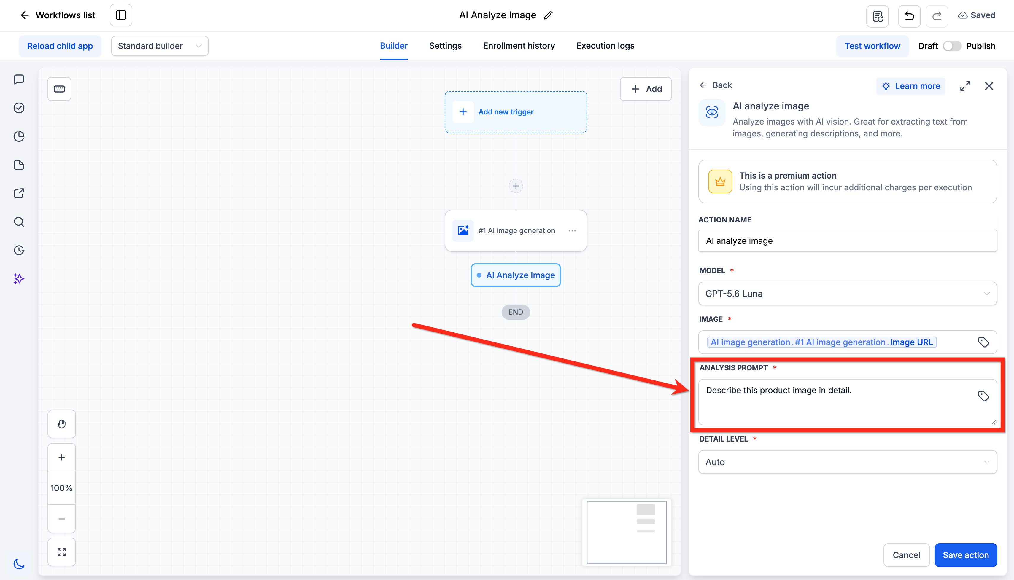 Aperçu 1/6 — Analyser une image avec l'IA dans vos automatisations